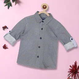 Nauti Nati Boys Standard Geometric Printed Roll Up Sleeves Pure Cotton Casual Shirt image 1