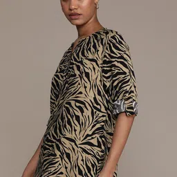 Roadster Animal Print Roll-Up Sleeves Shirt Style Top image 3