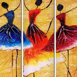 vibecrafts Yellow Dance Yellow Canvas Framed People & Places Art Panel Set of 5 image 5