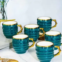 roxx Porcelain Coffee/Tea Gold Design Mug Set of 6pcs-picture-15