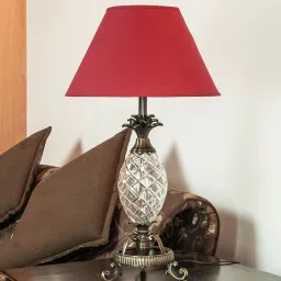 kapoor lampshades Red Fabric Shade Table Lamp with Brown Base image 2