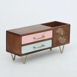 ons interior industry 2 Drawer Multi-Uses Brown Colour Wood Boxes image 4