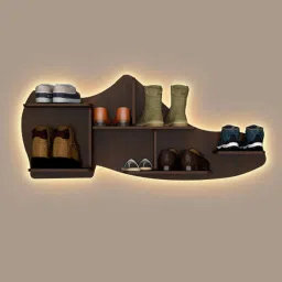 vibecrafts Shoe Shape Walnut Wood Wall Shelf image 1