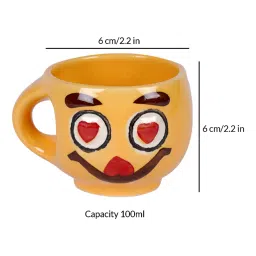 cdi Yellow 100 Ml Ceramic Emoji 6 Pcs Tea Cup image 4
