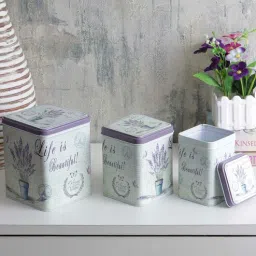 a vintage affair Lavender Square Aluminium (Set of 3) Storage & Jar Continers-picture-28