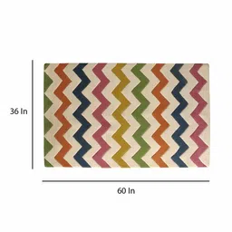 little looms Multicolor Abstract Wool 3 ft x 5 ft Kids Carpet image 3