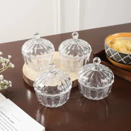 ceradeco 200ml Transparent Glass 4 Pcs Serving Bowls image 1