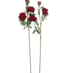 casacraft from pepperfry Maroon Velvet Rose Artificial Flower s Pack of 2 image 4