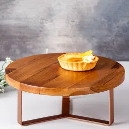 nestroots Witan Brown & Copper Sheesham Wood Cake Stand image 1