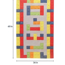 Multicolor Abstract Wool 3 ft x 5 ft Kids Carpet by Little Looms image 3