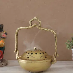 rhapsodically made Dhoopdani Gold Brass Incense Holders-picture-21