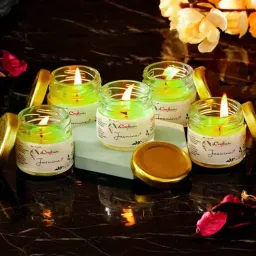 ecraftindia Green Apple Green Wax (Set of 5)Scented Jar Candles-picture-37