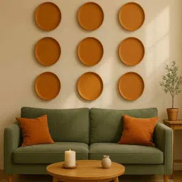 the handicraftian (Set Of 9 )Terracotta Wallplate 11 Inches image 2