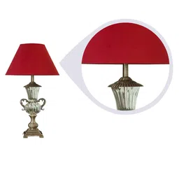 Red Fabric Shade Table Lamp with Gold Base by Kapoor LampShades image 5