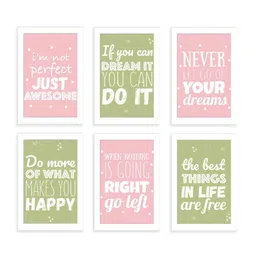 art street Pink & Green Engineered Wood (Set of 6) Art Prints image 2