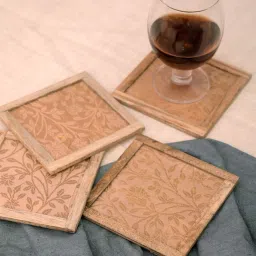 home yarn Vena Beige blended silk 4 Pcs Coasters image 1
