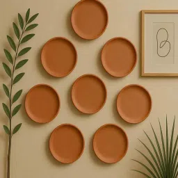 the handicraftian (Set Of 8 )Terracotta Wallplate 11 Inches image 3