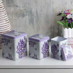 a vintage affair Lavender Square Aluminium (Set of 3) Storage & Jar Continers-picture-23