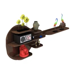 vibecrafts Guitar Backlit Walnut Wood Wall Shelf image 3