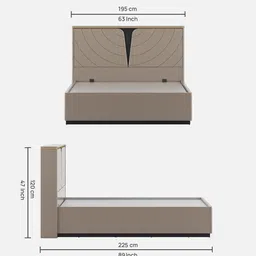 spacewood Royce King Size Bed With Headboard & Full Hydraulic Storage In High Gloss Ceramic Finish image 3