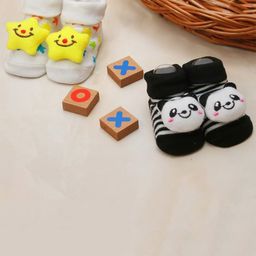 Yellow Bee Infant Boys Pack Of 2 Patterned Ankle Length Stuffed Toy Cotton Socks-picture-45