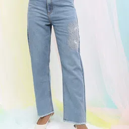 Tokyo Talkies Women Blue Straight Fit Clean Look Stretchable Jeans-image-65