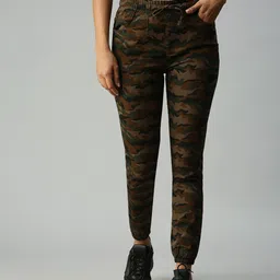 SHOWOFF Women Olive Green Jean Jogger High-Rise Slash Knee Stretchable Jeans-image-20