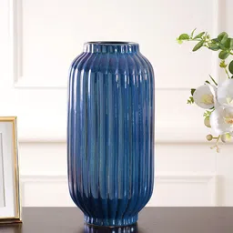 Pure Home and Living Sapphire Ribbed Medium Vases-picture-33
