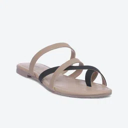 Biba Women Beige Colourblocked One Toe Flats with Buckles-image-47