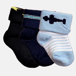 N2S NEXT2SKIN Infant Kids Pack Of 3 Patterned Ankle Length Cotton Socks-image-73