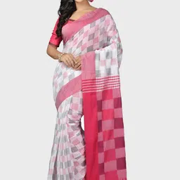 Crochetin Checked Pure Cotton Saree-picture-21