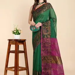 Bong ButiQ Zari Silk Cotton Maheshwari Saree-image-9