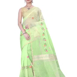 suyukti creation Floral Embroidered Tissue Tussar Saree-picture-26