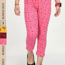 IndiWeaves Girls Pack Of 3 Printed Pure Cotton Capris-picture-22