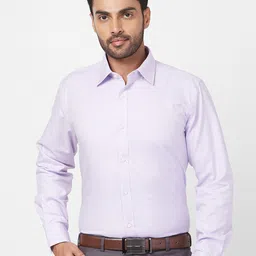 Raymond Contemporary Fit Self Design Spread Collar Cotton Formal Shirt-image-1