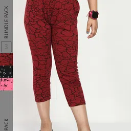 IndiWeaves Girls Pack of 3 Printed High Rise Pure Cotton Capris-picture-16