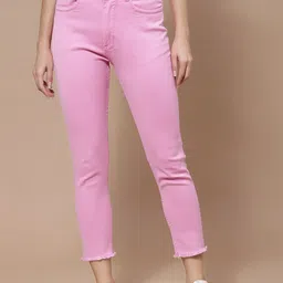 KASSUALLY Women Pink Skinny Fit Stretchable Jeans-image-82