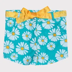 Nino Bambino Girls Floral Printed Cotton Shorts With Satin Belt-picture-17