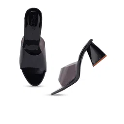 SCENTRA Women Black Solid Party Block Heel Sandals-picture-2