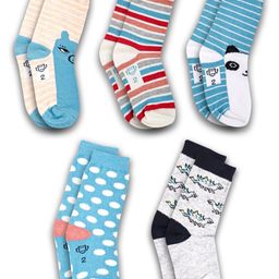 Dollar Socks Kids Pack Of 5 Assorted Patterned Cotton Calf -Length Socks-picture-18