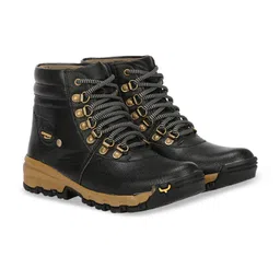 KRAASA Men Black Solid High-Top Flat Boots-picture-38