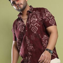 Instafab Plus Classic Ethnic Motifs Printed Spread Collar Casual Shirt-picture-41