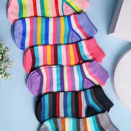 Brauch Women Set Of 6 Assorted Striped Cotton Socks-image-14