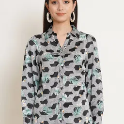 IX IMPRESSION Black Floral Print Satin Shirt Style Top-picture-35