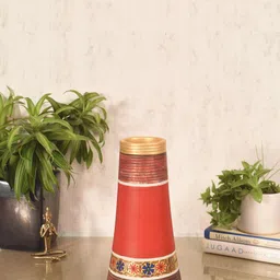 AAKRITI ART CREATIONS Red & Blue Crimson Blossom Terracotta Vase-picture-26