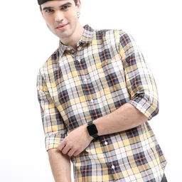 HIGHLANDER Men Slim Fit Tartan Checked Casual Cotton Shirt-image-59