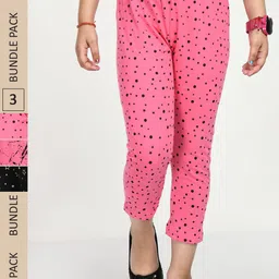 IndiWeaves Girls Pack Of 3 Printed Pure Cotton Capris-image-91