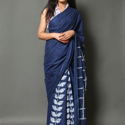 Pinkcity Trade World Floral Printed Pure Cotton Mulmul Bagru Saree-picture-31