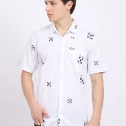 HANUMNTRA Comfort Fit Abstract Block Printed Casual Shirt-image-43