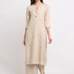 BLANC9 Women Beige Geometric Printed Kurta-picture-34